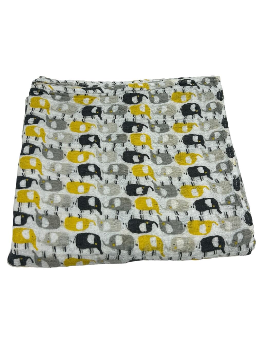 Zutano Muslin Baby Blanket Cotton Gray Yellow Elephant Print
